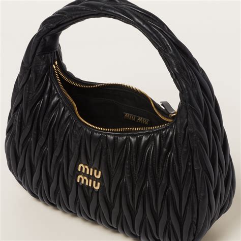 borsa matelasse miu miu|Black Wander Matelassé Nappa Leather Hobo Bag .